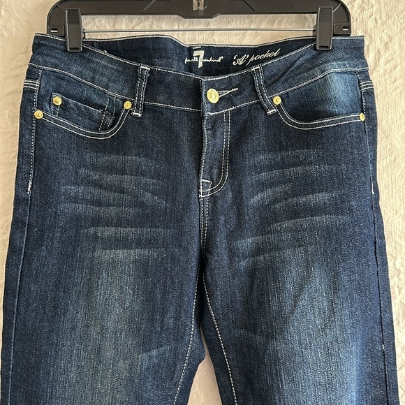 7 for all mankind Dark Wash A Pocket Cropped Jeans Embroidered Stud Pockets 29 - Picture 5 of 11